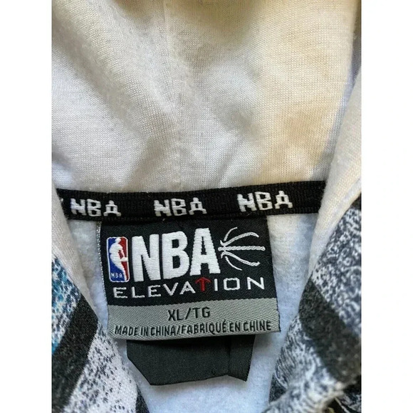 NBA Men's Hoodie Sweatshirt Basketball XL/TG Hooded Zip Up Logo Turquoise White - Picture 5 of 12